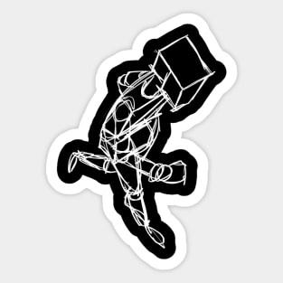 Robot Run Sketchy Wht Sticker